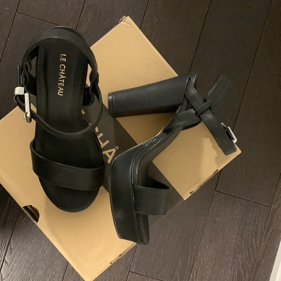 Lechateau | Black Platform Sandals | NIB - Picture 4 of 7